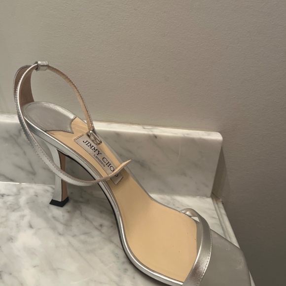 JIMMY CHOO SILVER HEEL SANDAL - Picture 2 of 5